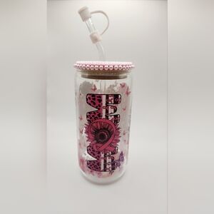 16oz Tumbler Cup (saying: Breast cancer warrior, Mom, faith over fear)